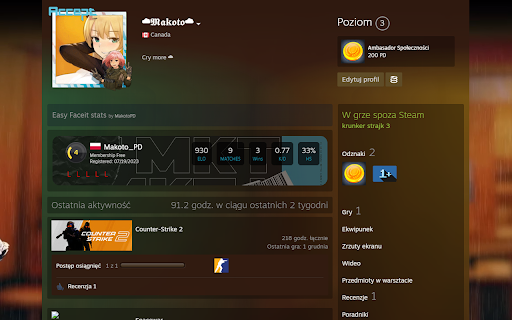Easy Faceit Stats  from Chrome web store to be run with OffiDocs Chromium online