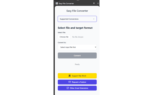 Easy File Converter  from Chrome web store to be run with OffiDocs Chromium online
