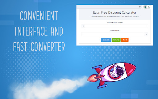 Easy, Free Discount Calculator  from Chrome web store to be run with OffiDocs Chromium online