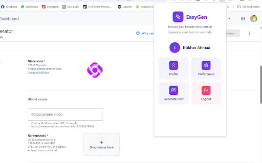 EasyGen Final LinkedIn Post Generator  from Chrome web store to be run with OffiDocs Chromium online
