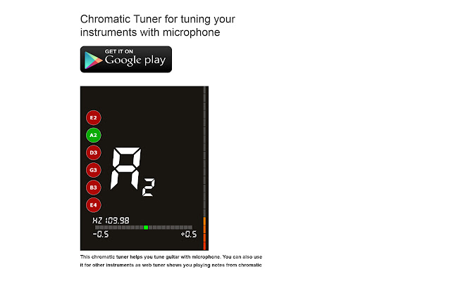 Easy Guitar Tuner  from Chrome web store to be run with OffiDocs Chromium online