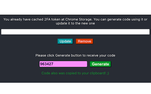 Easy OTP Extension  from Chrome web store to be run with OffiDocs Chromium online