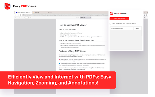 Easy PDF Viewer  from Chrome web store to be run with OffiDocs Chromium online