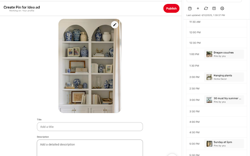 Easy Pin Scheduler A Calendar for Scheduled Pins on Pinterest  from Chrome web store to be run with OffiDocs Chromium online
