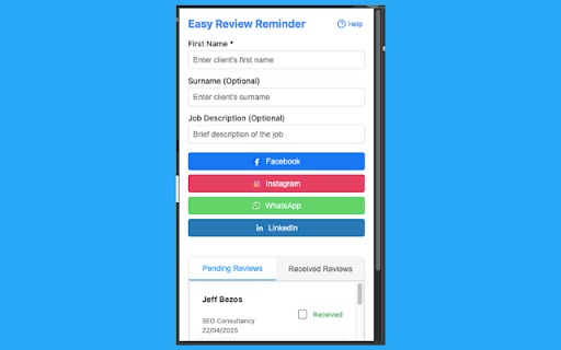 Easy Review Reminder  from Chrome web store to be run with OffiDocs Chromium online