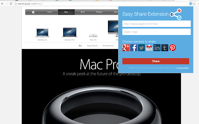 Easy Share  from Chrome web store to be run with OffiDocs Chromium online