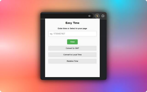 Easy Time  from Chrome web store to be run with OffiDocs Chromium online