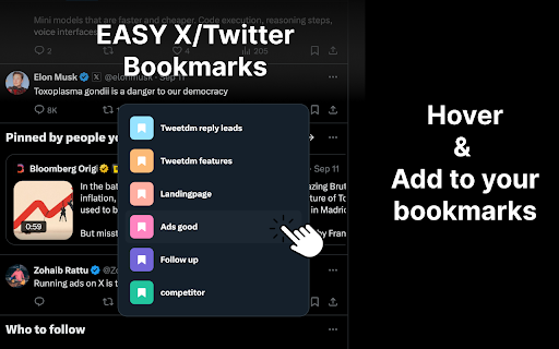 Easy X / Twitter Bookmark Folder  from Chrome web store to be run with OffiDocs Chromium online