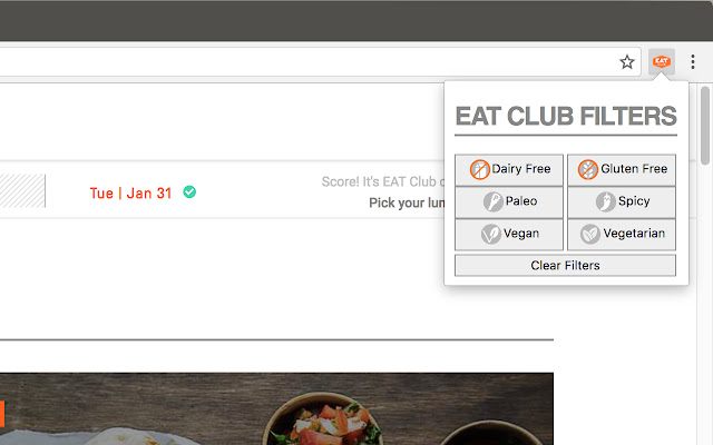 Eat Club Filters  from Chrome web store to be run with OffiDocs Chromium online