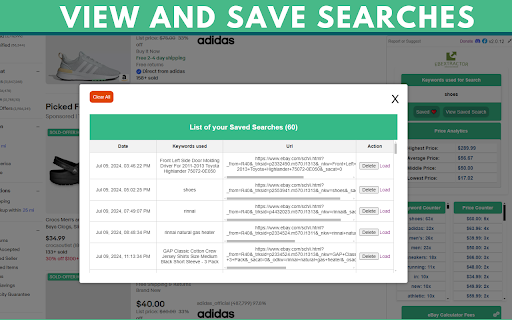 ebay Sold History, Offer History Average High Mid Low Price eBextractor  from Chrome web store to be run with OffiDocs Chromium online