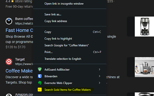 eBay Sold Search  from Chrome web store to be run with OffiDocs Chromium online