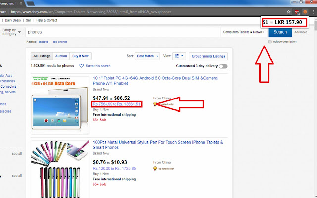 eBay USD to LKR  from Chrome web store to be run with OffiDocs Chromium online