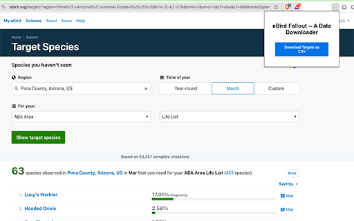 eBird Fallout  from Chrome web store to be run with OffiDocs Chromium online