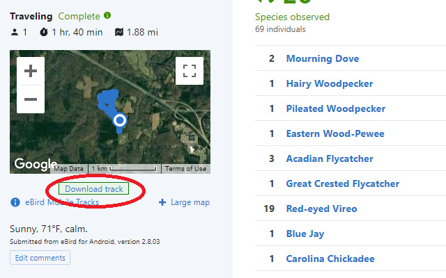eBird GPS track downloader  from Chrome web store to be run with OffiDocs Chromium online