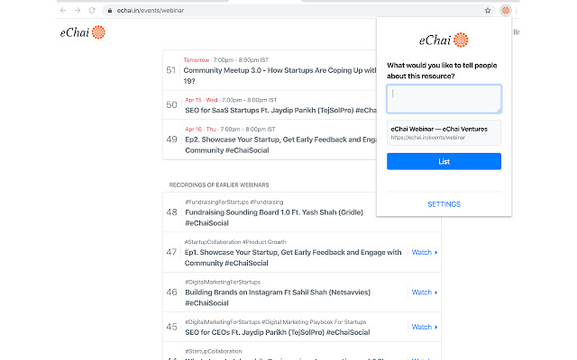 eChai Curator  from Chrome web store to be run with OffiDocs Chromium online