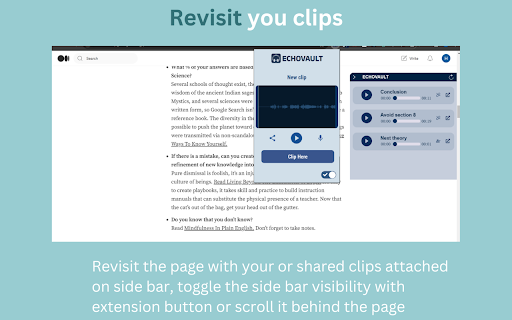 Echovault Record, Clip and Share  from Chrome web store to be run with OffiDocs Chromium online