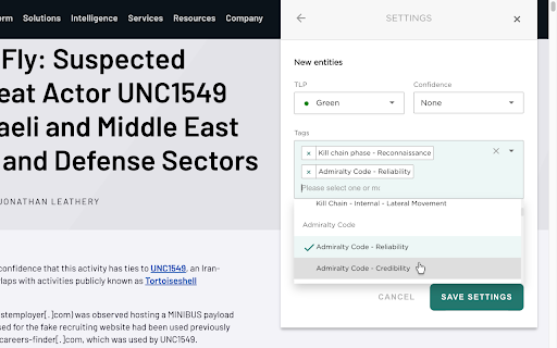 EclecticIQ Threat Scout  from Chrome web store to be run with OffiDocs Chromium online