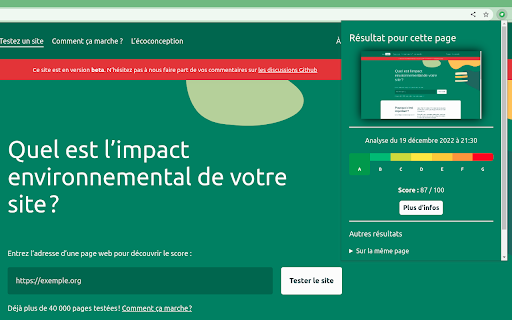 EcoIndex.fr  from Chrome web store to be run with OffiDocs Chromium online