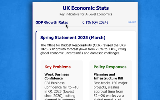 Econ Snapshot An instant overview into the UK economy within seconds  from Chrome web store to be run with OffiDocs Chromium online