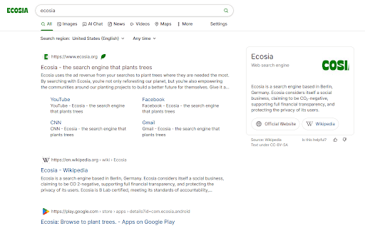 Ecosia Search Icons  from Chrome web store to be run with OffiDocs Chromium online