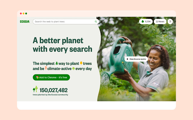 Ecosia The search engine that plants trees  from Chrome web store to be run with OffiDocs Chromium online