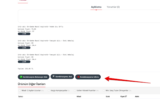 Ecza1.com En İyi Fiyat Kombinasyonu Bulucu  from Chrome web store to be run with OffiDocs Chromium online