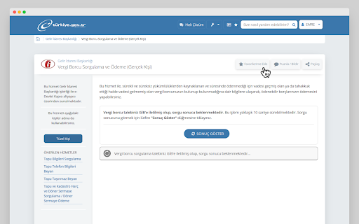 e Devlet Favoriler  from Chrome web store to be run with OffiDocs Chromium online