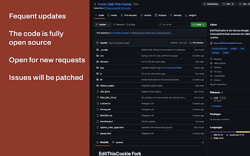 EditThisCookie (fork)  from Chrome web store to be run with OffiDocs Chromium online