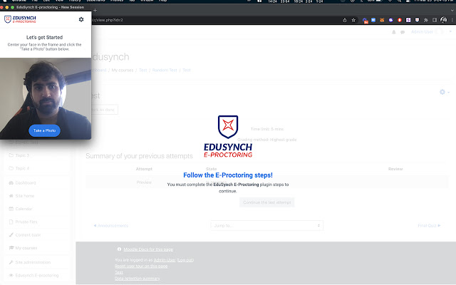 EduSynch E proctoring Extension  from Chrome web store to be run with OffiDocs Chromium online