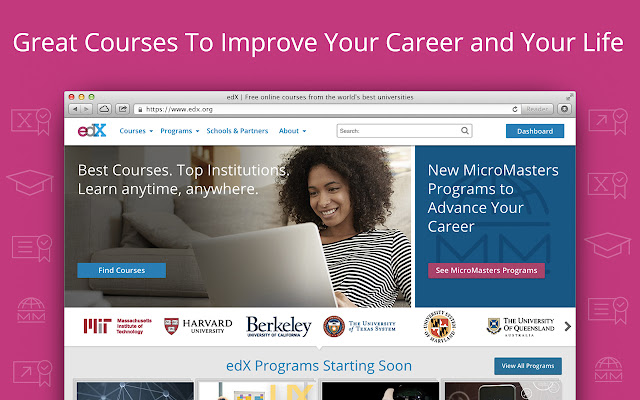 edX  from Chrome web store to be run with OffiDocs Chromium online