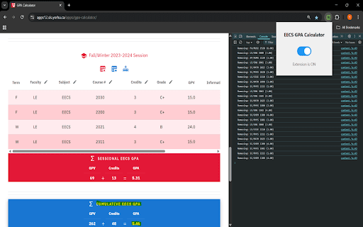 EECS GPA Calculator  from Chrome web store to be run with OffiDocs Chromium online