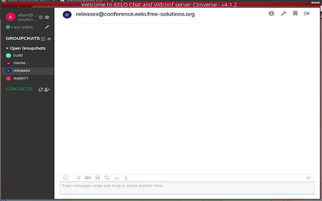 EELO Chat  webRTC Videoconf  from Chrome web store to be run with OffiDocs Chromium online