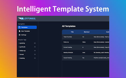 Effimail:AI Enhanced Email TemplatesSmart Replies  from Chrome web store to be run with OffiDocs Chromium online