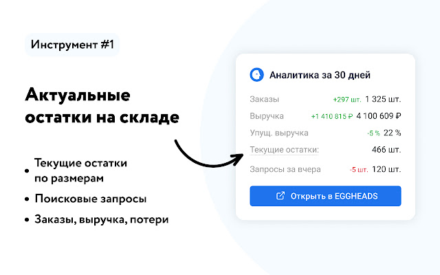 EGGHEADS — бесплатная аналитика Wildberries  from Chrome web store to be run with OffiDocs Chromium online