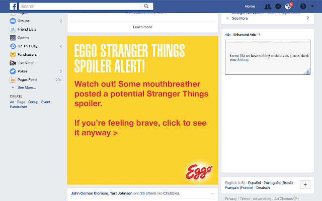 Eggo Stranger Things Spoiler Blocker  from Chrome web store to be run with OffiDocs Chromium online