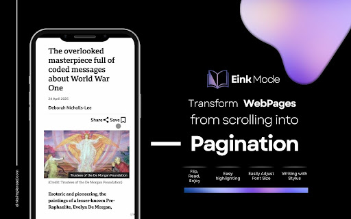 Eink Mode  from Chrome web store to be run with OffiDocs Chromium online