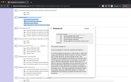 Einstein AI Exam Quiz  Homework Solver  from Chrome web store to be run with OffiDocs Chromium online