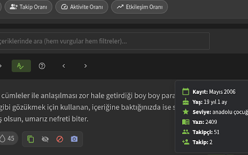 Ekşi Artı  from Chrome web store to be run with OffiDocs Chromium online