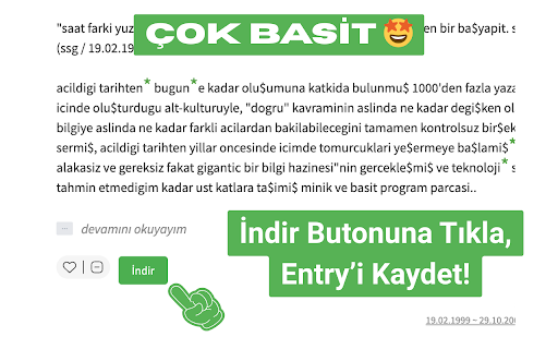 Ekşi Sözlük Entry İndir  from Chrome web store to be run with OffiDocs Chromium online