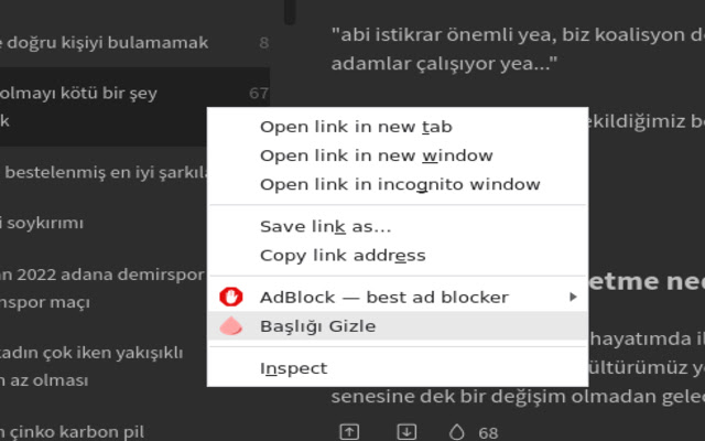 Eksi Baslik Gizle  from Chrome web store to be run with OffiDocs Chromium online