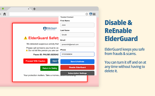 ElderGuard  from Chrome web store to be run with OffiDocs Chromium online