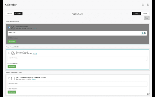 eLearning Assignment Tracker  from Chrome web store to be run with OffiDocs Chromium online