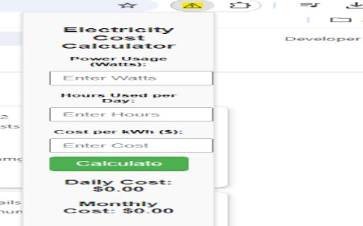 Electricity Calculator  from Chrome web store to be run with OffiDocs Chromium online