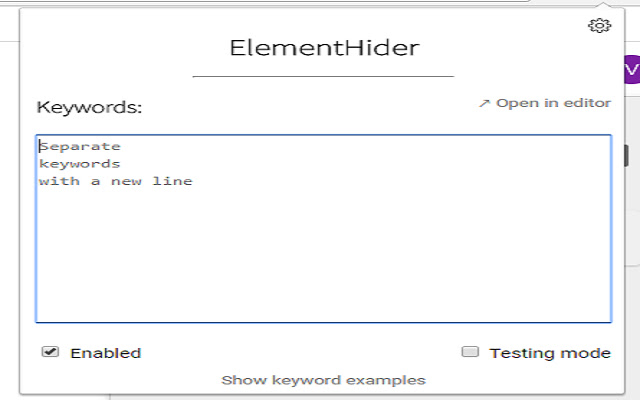 ElementHider  from Chrome web store to be run with OffiDocs Chromium online