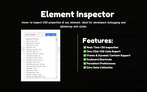 Element Inspector  from Chrome web store to be run with OffiDocs Chromium online