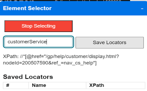 Element Selector Extension  from Chrome web store to be run with OffiDocs Chromium online