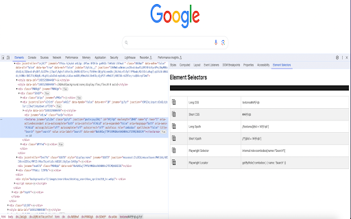 Element Selectors  from Chrome web store to be run with OffiDocs Chromium online