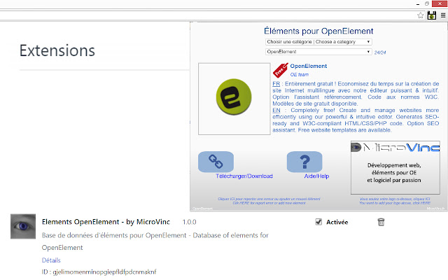 Elements OpenElement by MicroVinc  from Chrome web store to be run with OffiDocs Chromium online