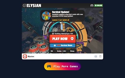 Elysian Game in Browser Shooting  Multiplayer  from Chrome web store to be run with OffiDocs Chromium online