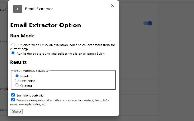 Email Extractor  from Chrome web store to be run with OffiDocs Chromium online